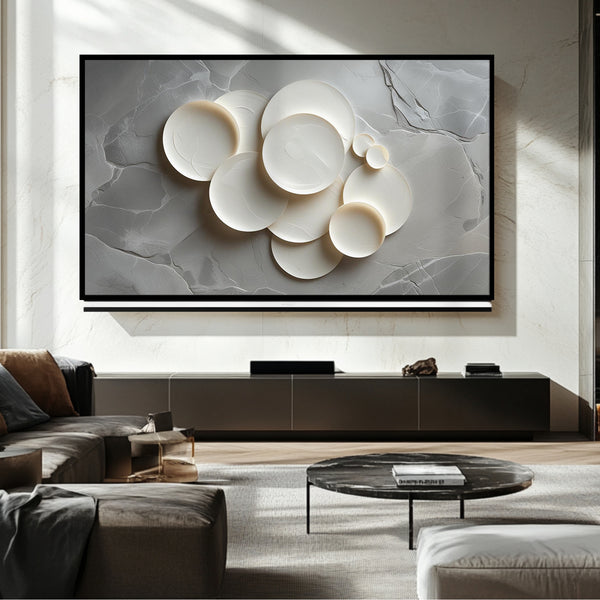 Cadre TV mural abstrait avec cercles - Art numérique pour téléviseur Samsung Frame