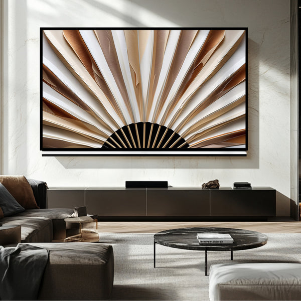 Abanico beige estilizado - Arte digital para televisor Samsung Frame