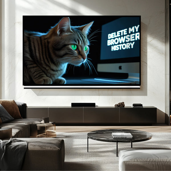 Marco de TV con sonido de gato: Arte digital para Samsung Frame TV