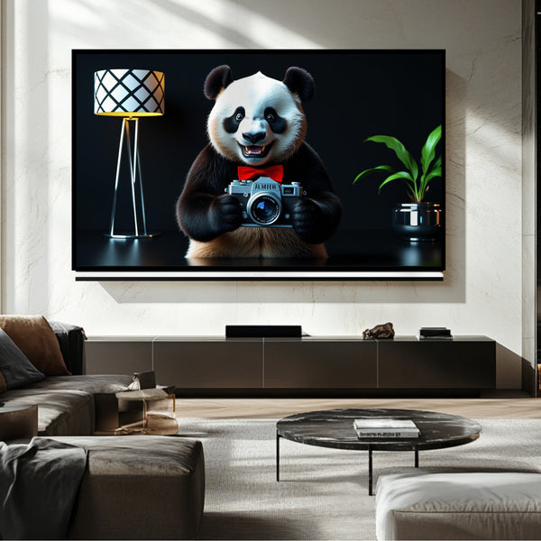 Marco para TV con Panda Alegre - Arte digital para Samsung Frame TV