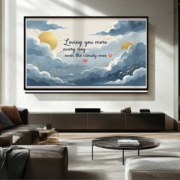 Marco de TV con cielo nublado: Arte digital para Samsung Frame TV