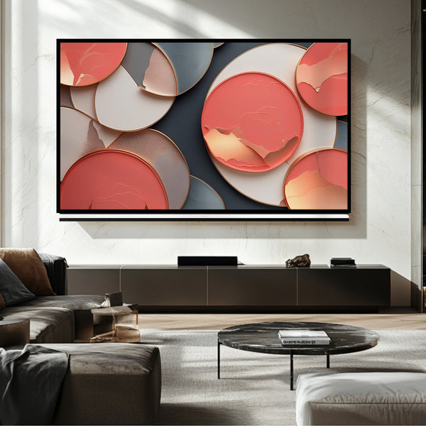 TV con marco en oro rosa coral: Arte digital para televisores Samsung con marco