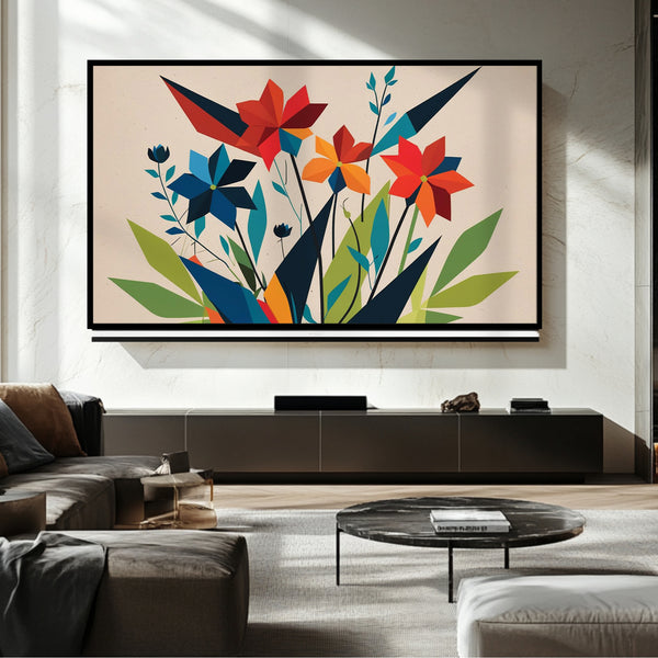 Cadre TV à fleurs géométriques – Art numérique pour téléviseur Samsung Frame