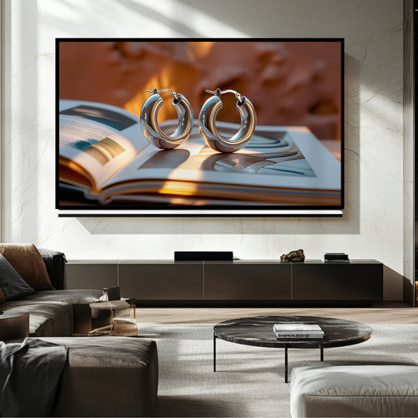 Boucles d'oreilles dorées Frame TV - Art numérique pour Samsung Frame TV
