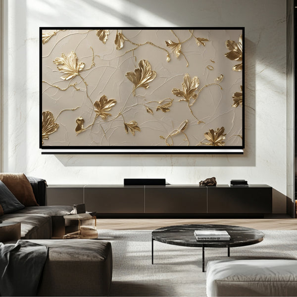 Téléviseur à cadre à paillettes dorées – Art numérique pour téléviseur Samsung Frame