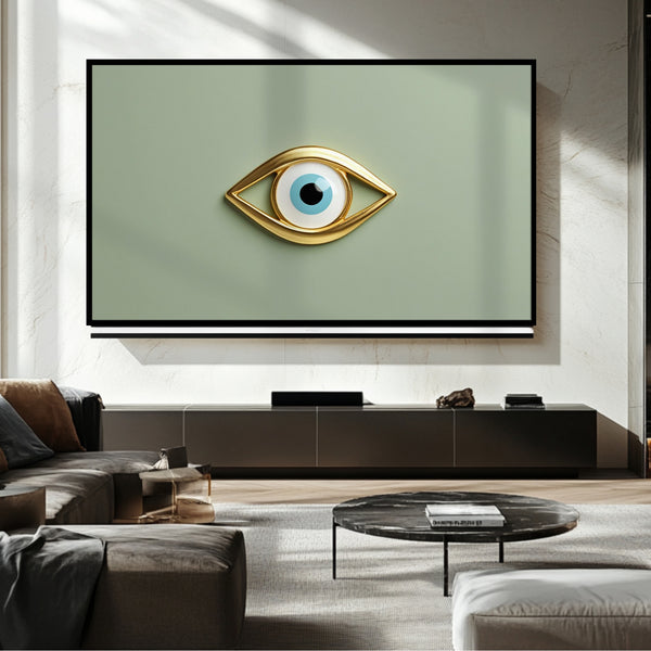 Cadre TV Golden Blue Eyes – Art numérique pour téléviseur Samsung Frame