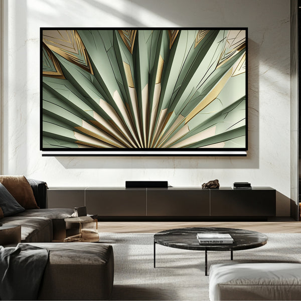 Téléviseur Green Fan Frame – Art numérique pour téléviseur Samsung Frame