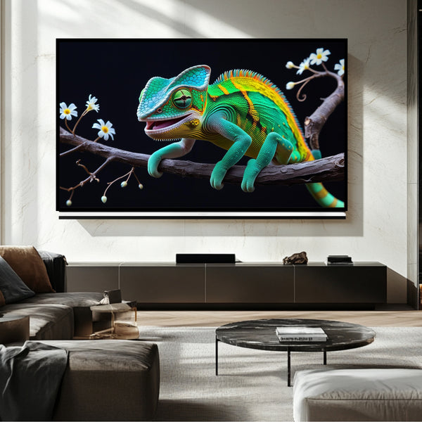 Téléviseur à cadre caméléon souriant – Art numérique pour téléviseur Samsung Frame