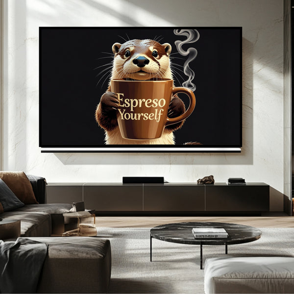 Cadre TV « Hamster Coffee Lover » : Illustration numérique pour téléviseur Samsung Frame