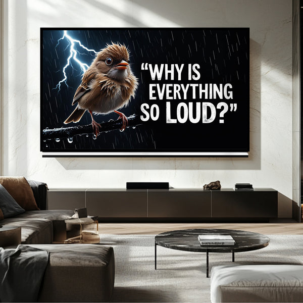 Cadre TV humoristique avec oiseaux – Art numérique pour téléviseur Samsung Frame