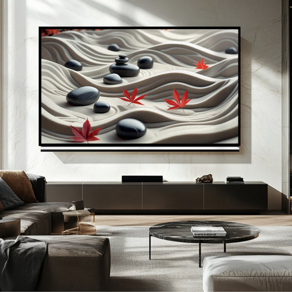 Cadre TV Jardin Zen Japonais - Art numérique pour téléviseur Samsung Frame