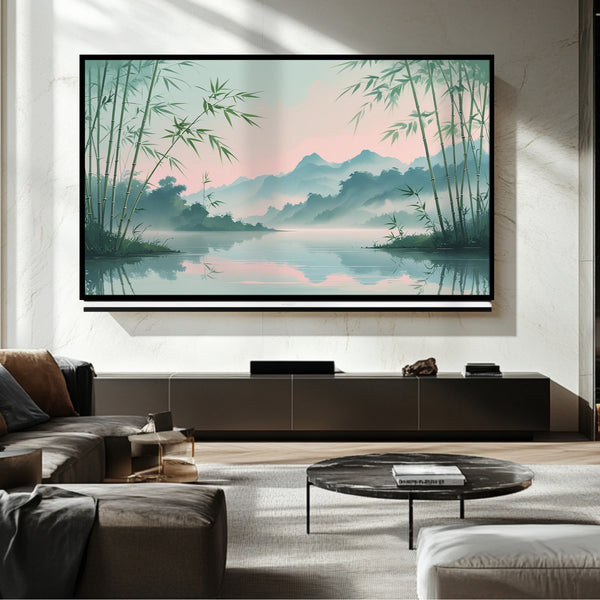 Cadre TV à dessin de paysage – Art numérique pour téléviseur Samsung Frame