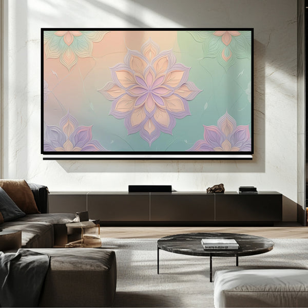 Cadre TV Mandala Pastel – Art numérique pour téléviseur Samsung Frame