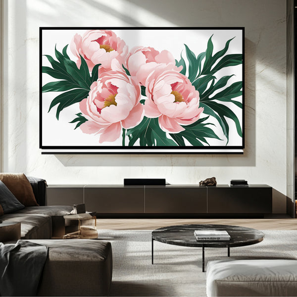 Marco floral rosa para TV - Arte digital para Samsung Frame TV
