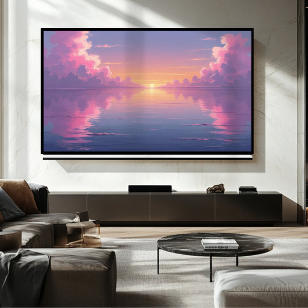 Televisor con marco Sunshine Lake: arte digital para televisores Samsung con marco