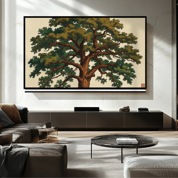 Árbol verde vintage: arte digital para Samsung Frame TV