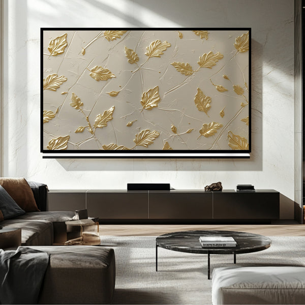 Arte de pared para TV con marco dorado: Arte digital para TV Samsung Frame