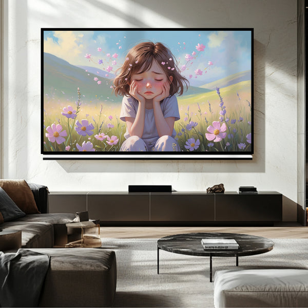 Marco para TV de niña - Arte digital para Samsung Frame TV