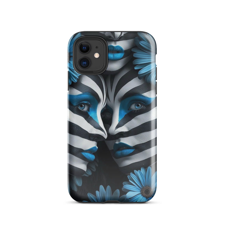 Blue Zebra Flowers Case | iPhone 11 - 16 Pro Max Bold Floral Design | Iconskins