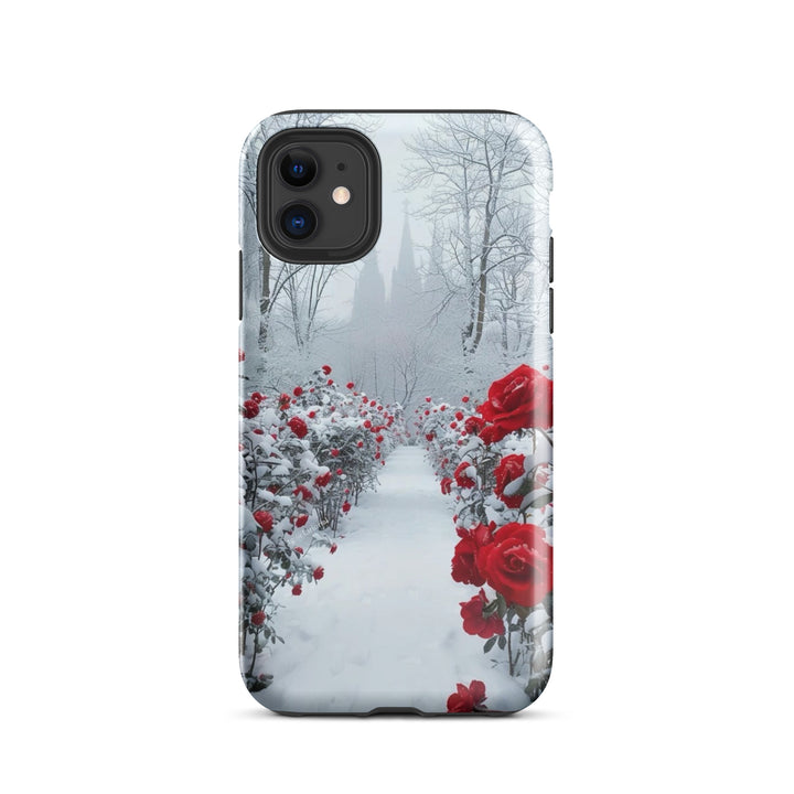 Snowy Rose Path Case | iPhone 11 - 16 Pro Max Winter Floral Shell | Iconskins