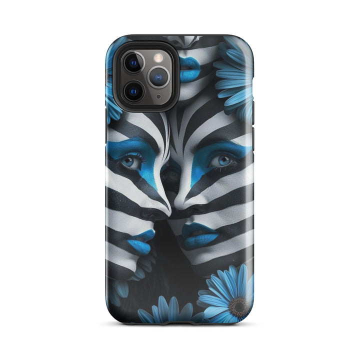 Blue Zebra Flowers Case | iPhone 11 - 16 Pro Max Bold Floral Design | Iconskins