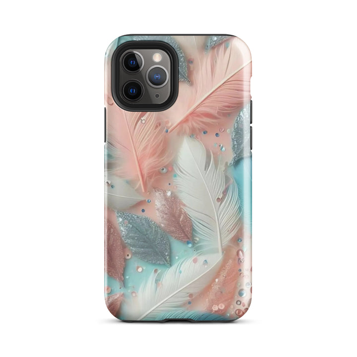 Feathered Glitter Finish Case | iPhone 11–16 Pro Max Shimmer Shell | Iconskins
