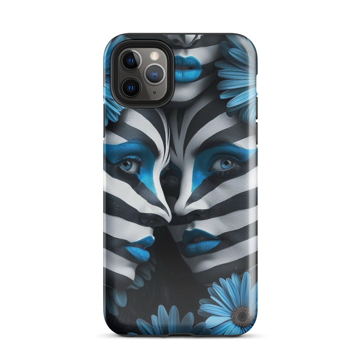 Blue Zebra Flowers Case | iPhone 11 - 16 Pro Max Bold Floral Design | Iconskins