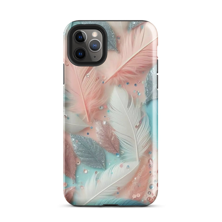 Feathered Glitter Finish Case | iPhone 11–16 Pro Max Shimmer Shell | Iconskins