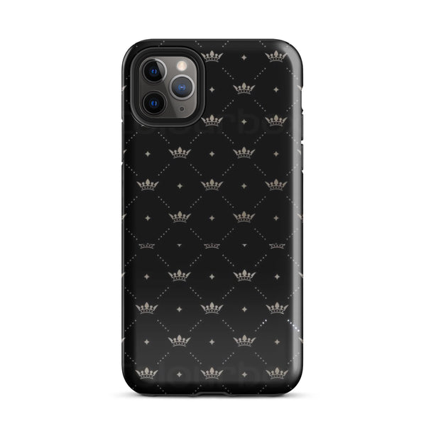 Black Crown Pattern Case | iPhone 11 - 16 Pro Max Royal Shell | Icon Skins