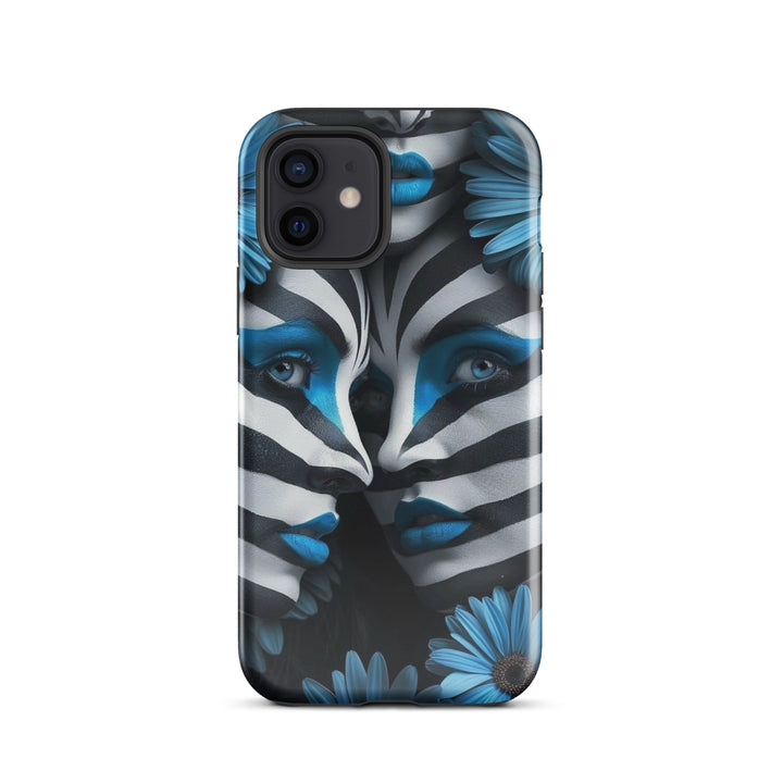 Blue Zebra Flowers Case | iPhone 11 - 16 Pro Max Bold Floral Design | Iconskins
