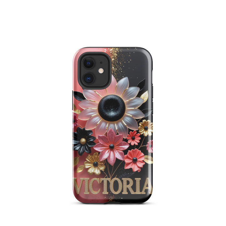 Black and Pink Floral Case – iPhone 12 Mini Luxury Shell | Icon Skins