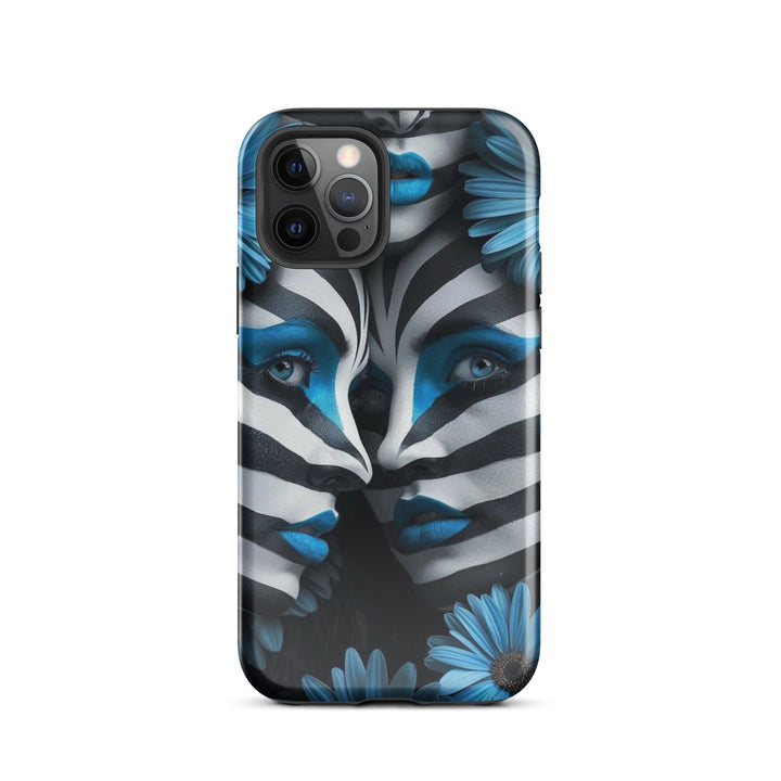 Blue Zebra Flowers Case | iPhone 11 - 16 Pro Max Bold Floral Design | Iconskins