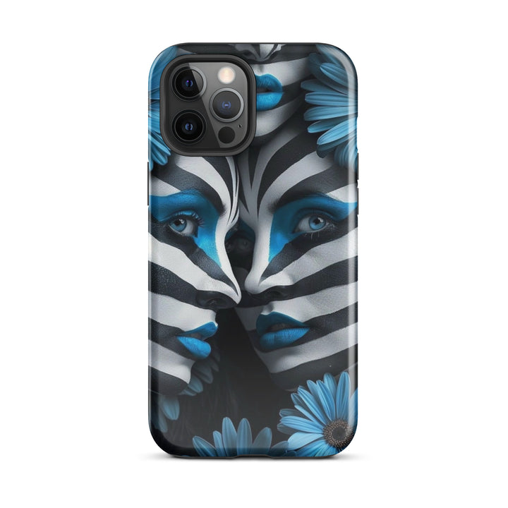 Blue Zebra Flowers Case | iPhone 11 - 16 Pro Max Bold Floral Design | Iconskins