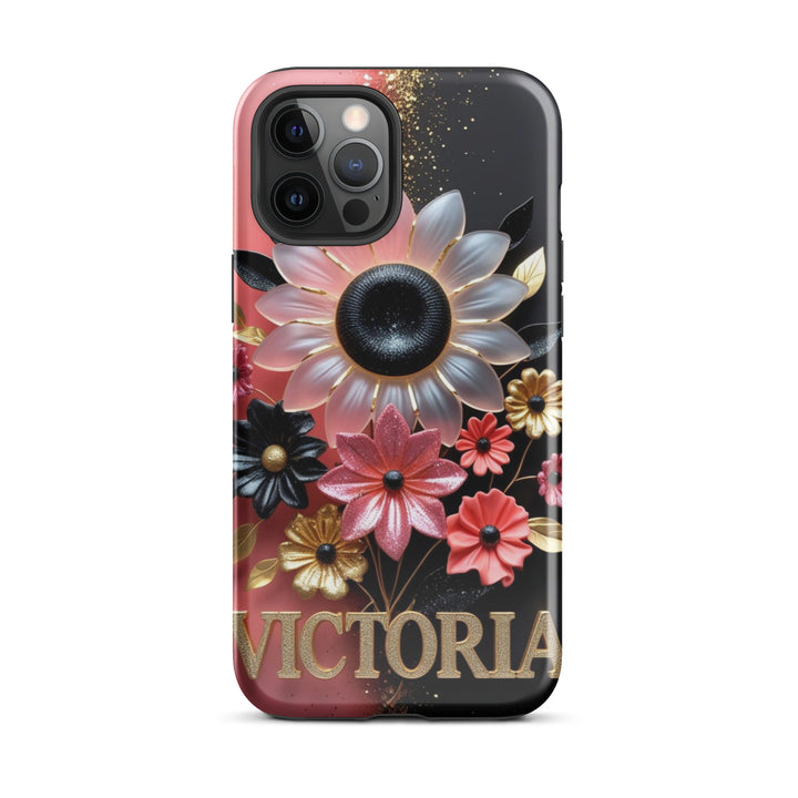Black and Pink Floral Case – iPhone 12 Pro Max Luxury Shell | Icon Skins