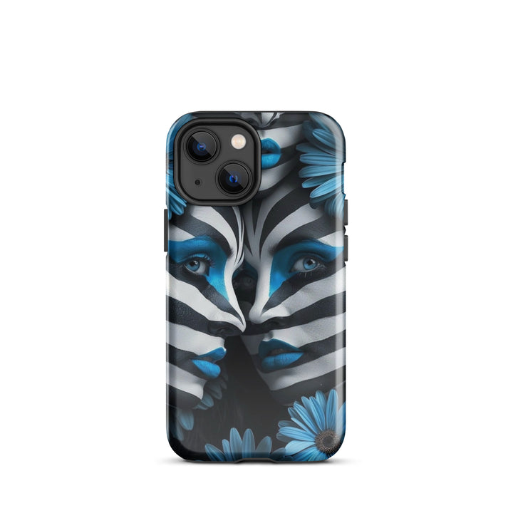 Blue Zebra Flowers Case | iPhone 11 - 16 Pro Max Bold Floral Design | Iconskins