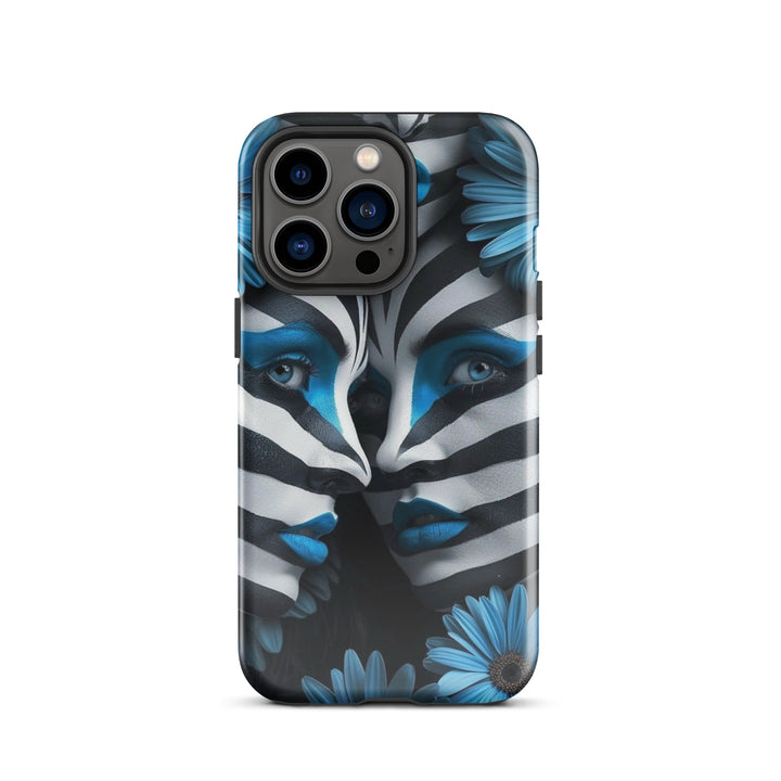 Blue Zebra Flowers Case | iPhone 11 - 16 Pro Max Bold Floral Design | Iconskins