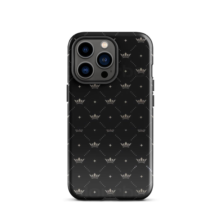 Black Crown Pattern Case | iPhone 11 - 16 Pro Max Royal Shell | Icon Skins