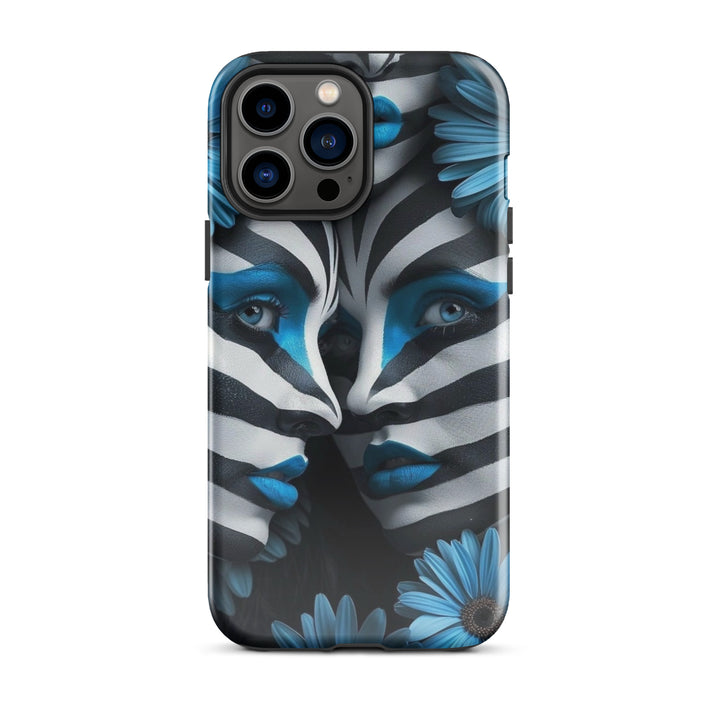 Blue Zebra Flowers Case | iPhone 11 - 16 Pro Max Bold Floral Design | Iconskins