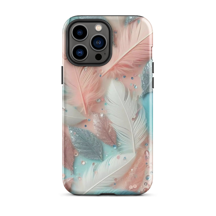 Feathered Glitter Finish Case | iPhone 11–16 Pro Max Shimmer Shell | Iconskins