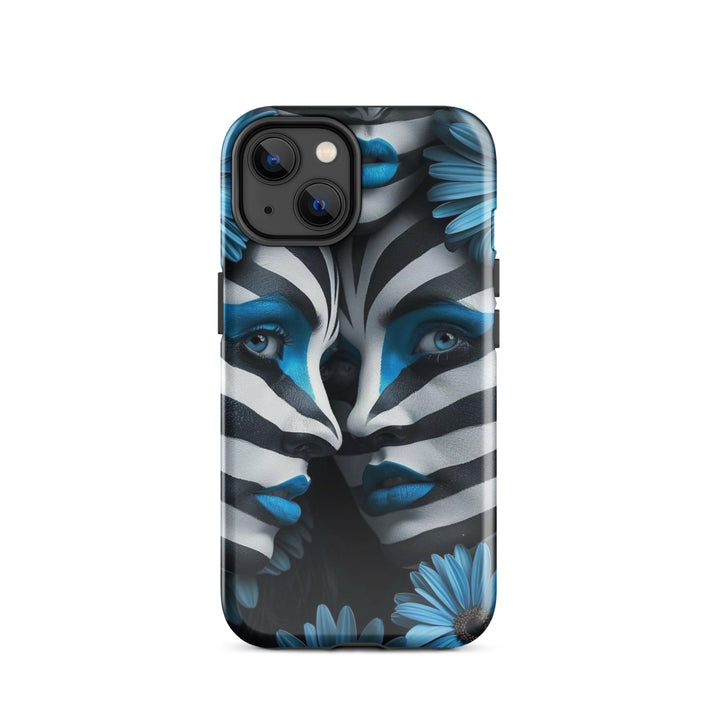 Blue Zebra Flowers Case | iPhone 11 - 16 Pro Max Bold Floral Design | Iconskins