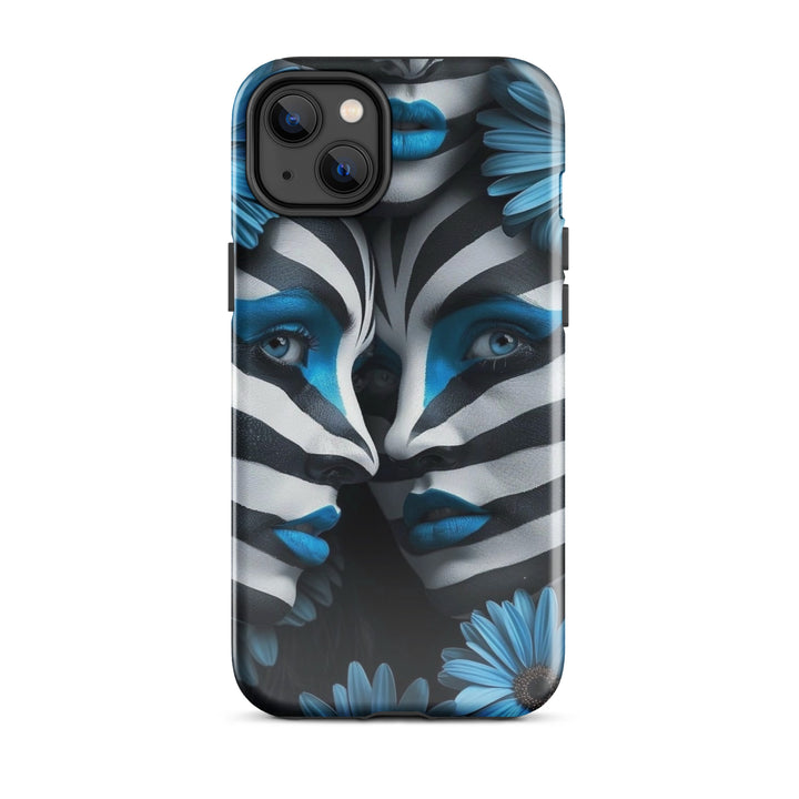 Blue Zebra Flowers Case | iPhone 11 - 16 Pro Max Bold Floral Design | Iconskins
