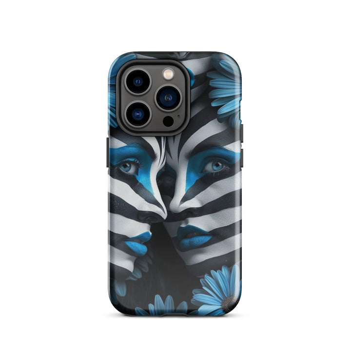 Blue Zebra Flowers Case | iPhone 11 - 16 Pro Max Bold Floral Design | Iconskins