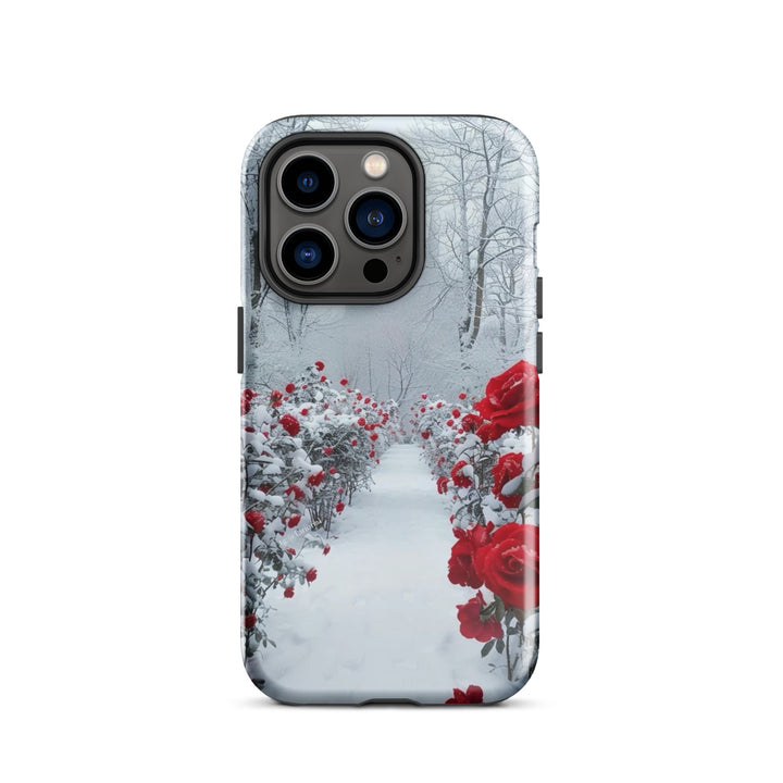 Snowy Rose Path Case | iPhone 11 - 16 Pro Max Winter Floral Shell | Iconskins