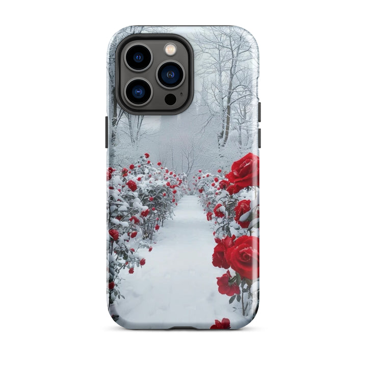 Snowy Rose Path Case | iPhone 11 - 16 Pro Max Winter Floral Shell | Iconskins