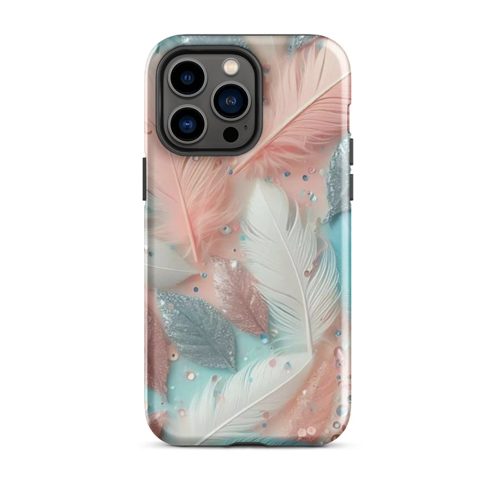 Feathered Glitter Finish Case | iPhone 11–16 Pro Max Shimmer Shell | Iconskins