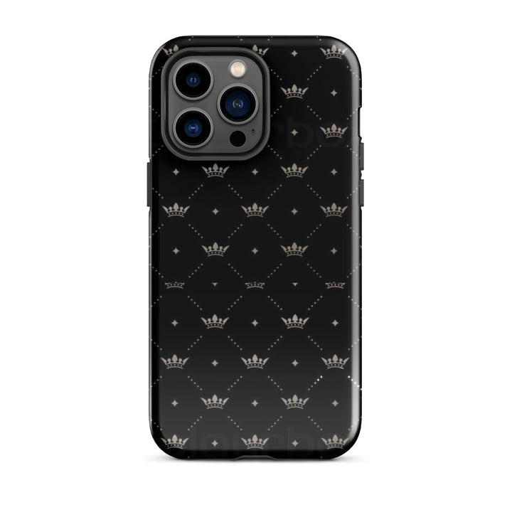 Black Crown Pattern Case | iPhone 11 - 16 Pro Max Royal Shell | Icon Skins