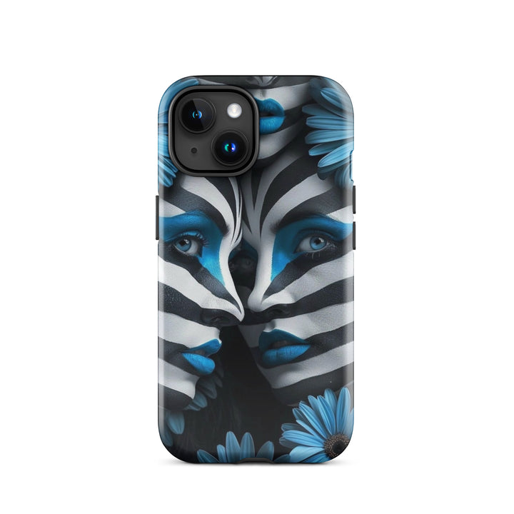 Blue Zebra Flowers Case | iPhone 11 - 16 Pro Max Bold Floral Design | Iconskins