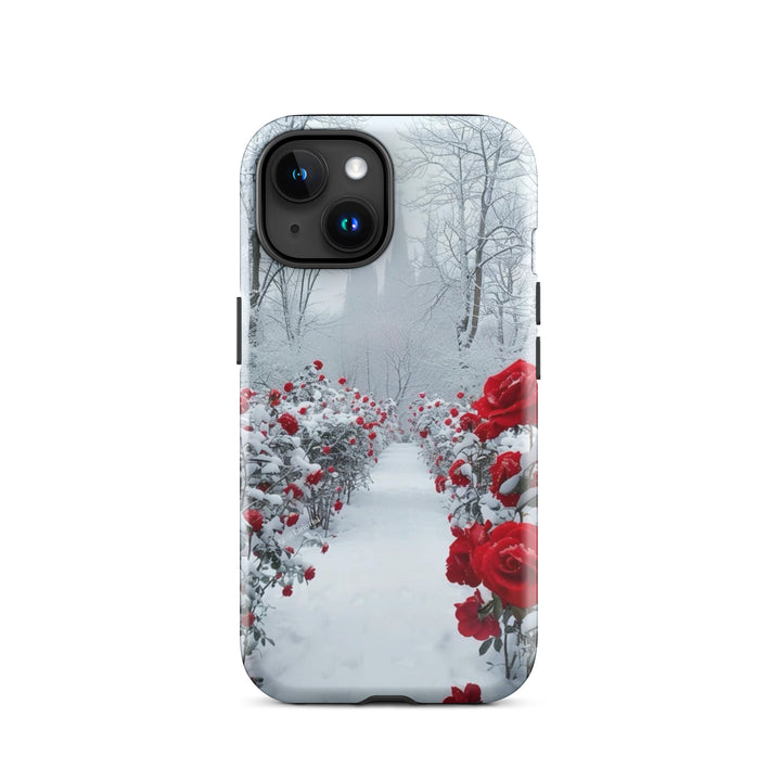 Snowy Rose Path Case | iPhone 11 - 16 Pro Max Winter Floral Shell | Iconskins
