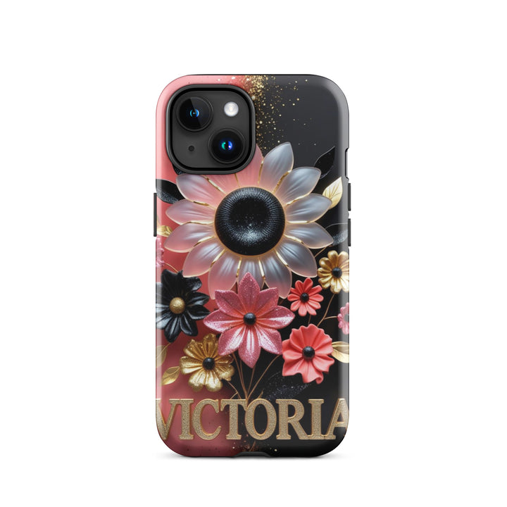 Black and Pink Floral Case – iPhone 15 Luxury Shell | Icon Skins