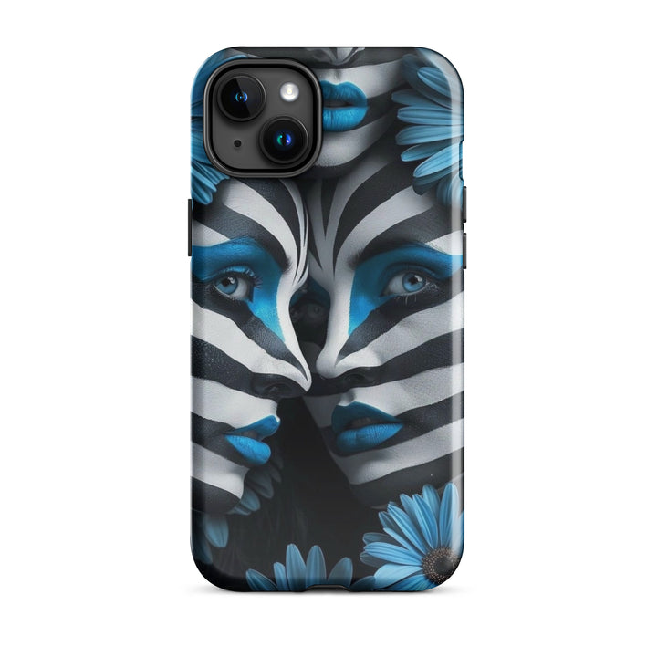 Blue Zebra Flowers Case | iPhone 11 - 16 Pro Max Bold Floral Design | Iconskins